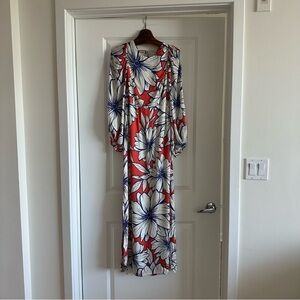 FARM Rio | Dresses | Farm Rio Blue Flowing Beauty Embroidered Long Sleeve  Midi Dress | Poshmark